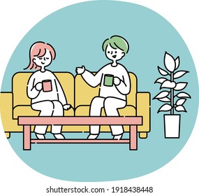A couple relaxing on the sofa