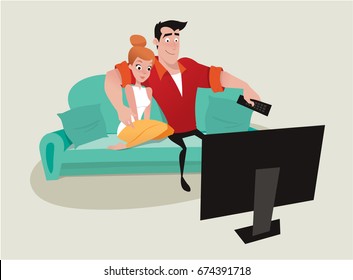 couple relaxing on the sofa watching tv