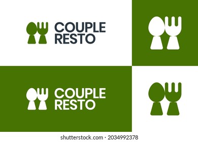 Couple Restaurant Food Mark, Icon Food Logo, Simple For Company Business. Modern Logo Design