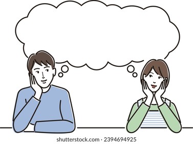 A couple resting their chin on their hands and thinking about something