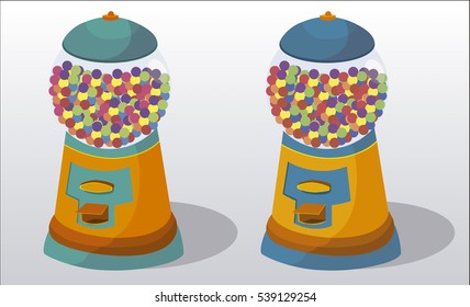 A couple of retro bubblegum machines. Vector Illustration