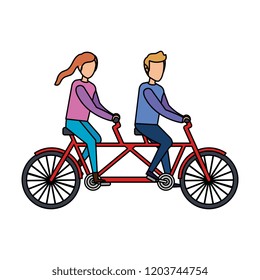 couple ridding bicycle tandem