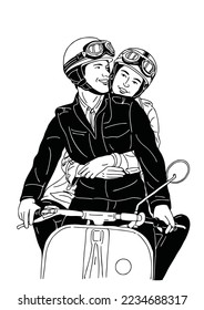 couple riding motorcycles
City people  Casual art illustration 