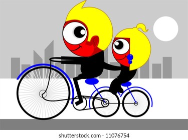 couple riding on a bicycle	