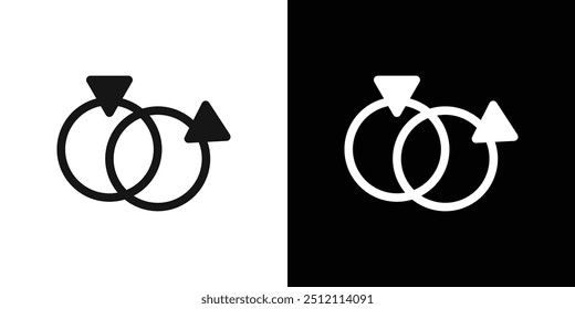 Couple Ring icon Black line art vector logo set