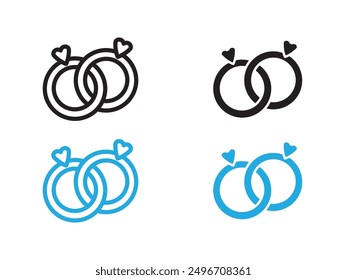 Couple Ring icon black and white vector outline sign