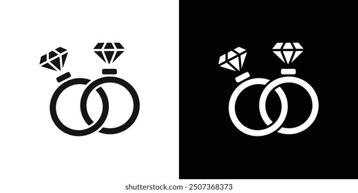 Paar Ring Symbol flache Linie Symbol gesetzt.