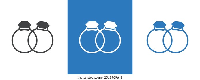 Ilustración de línea delgada de icono de anillo de pareja