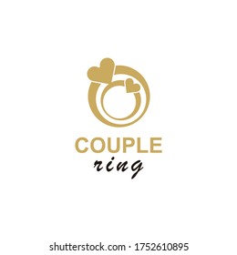 couple ring with love logo design vector