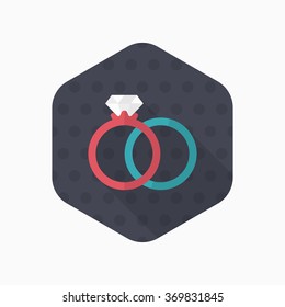 Couple rings and engagement icon, Vector flat long shadow design. Fall in love