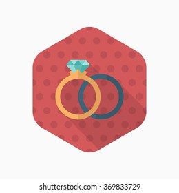 Couple rings and engagement icon, Vector flat long shadow design. Fall in love