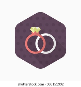 Couple rings and engagement icon, Vector flat long shadow design. Fall in love
