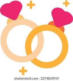 couple rings engagement vector flat illustration