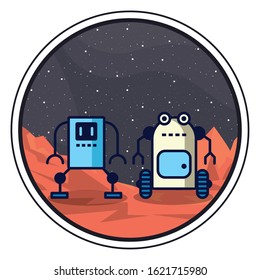couple of robots technology icons vector illustration design