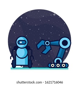 couple of robots technology icons vector illustration design