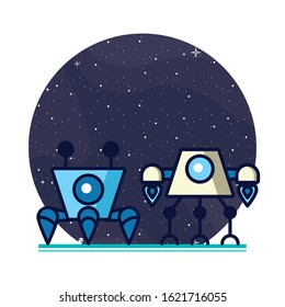 couple of robots technology icons vector illustration design