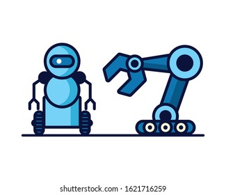 couple of robots technology icons vector illustration design