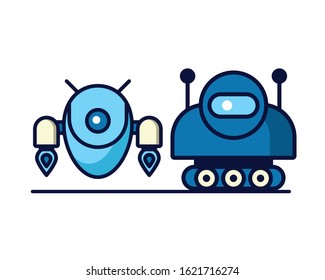 couple of robots technology icons vector illustration design
