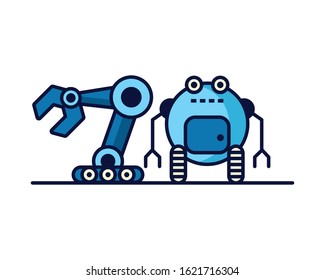 couple of robots technology icons vector illustration design