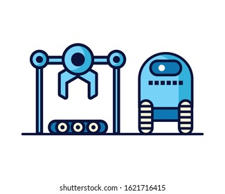 couple of robots technology icons vector illustration design
