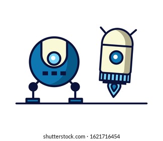 couple of robots technology icons vector illustration design
