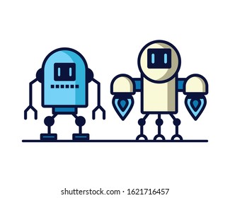couple of robots technology icons vector illustration design