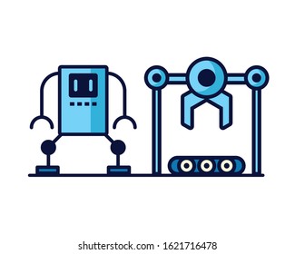 couple of robots technology icons vector illustration design