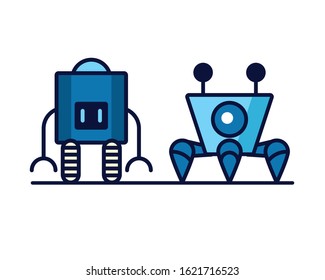 couple of robots technology icons vector illustration design