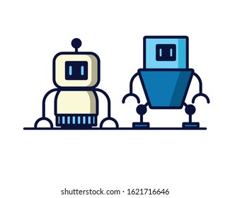 couple of robots technology icons vector illustration design