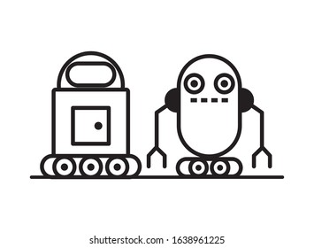 couple of robots technology icons vector illustration design