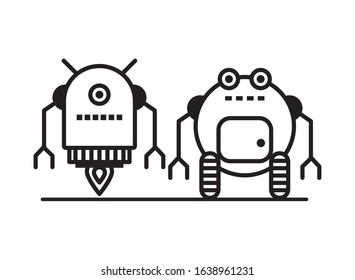 couple of robots technology icons vector illustration design