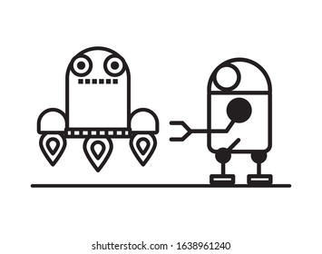 couple of robots technology icons vector illustration design