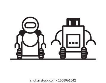 couple of robots technology icons vector illustration design