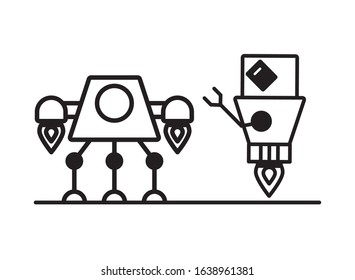 couple of robots technology icons vector illustration design