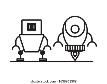 couple of robots technology icons vector illustration design