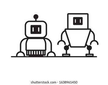 couple of robots technology icons vector illustration design