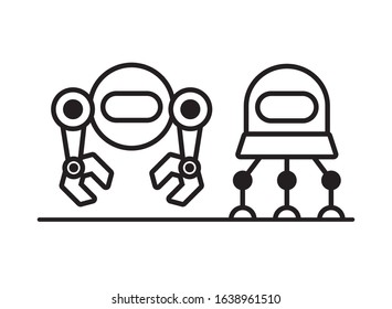 couple of robots technology icons vector illustration design