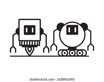 couple of robots technology icons vector illustration design