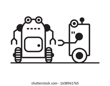 couple of robots technology icons vector illustration design