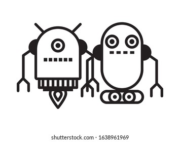 couple of robots technology icons vector illustration design