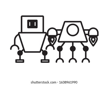 couple of robots technology icons vector illustration design
