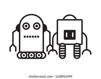couple of robots technology icons vector illustration design