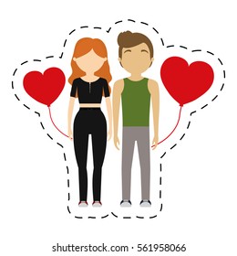 couple romance emotion red hearts balloon vector illustration eps 10
