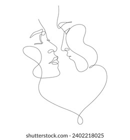 pareja en escena romántica continuo dibujo de una línea ilustración vector minimalismo decorativo