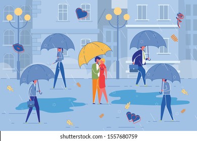 Couple Romantic Date in Bustle and Bad Weather.