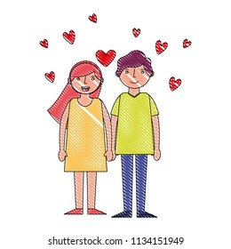 couple romantic holding hands and hearts love