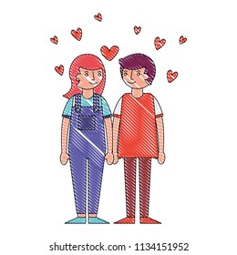 couple romantic holding hands and hearts love