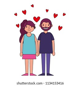 couple romantic holding hands and hearts love