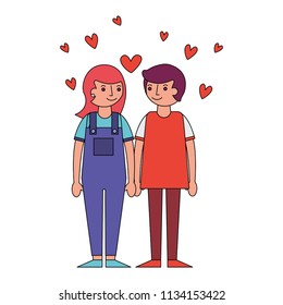 couple romantic holding hands and hearts love