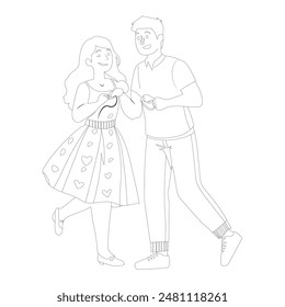 
Couple romantic line art design